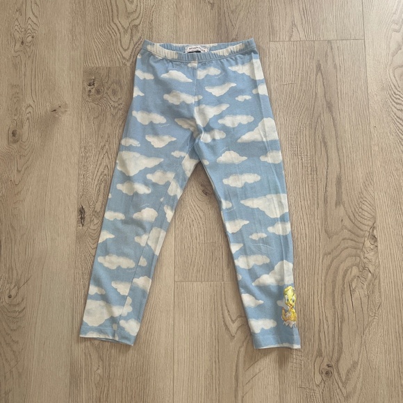 Monalissa All Over Clouds Tweety Appliqué Sky Print Leggings in Light Blue Sz. 7 - Picture 4 of 8